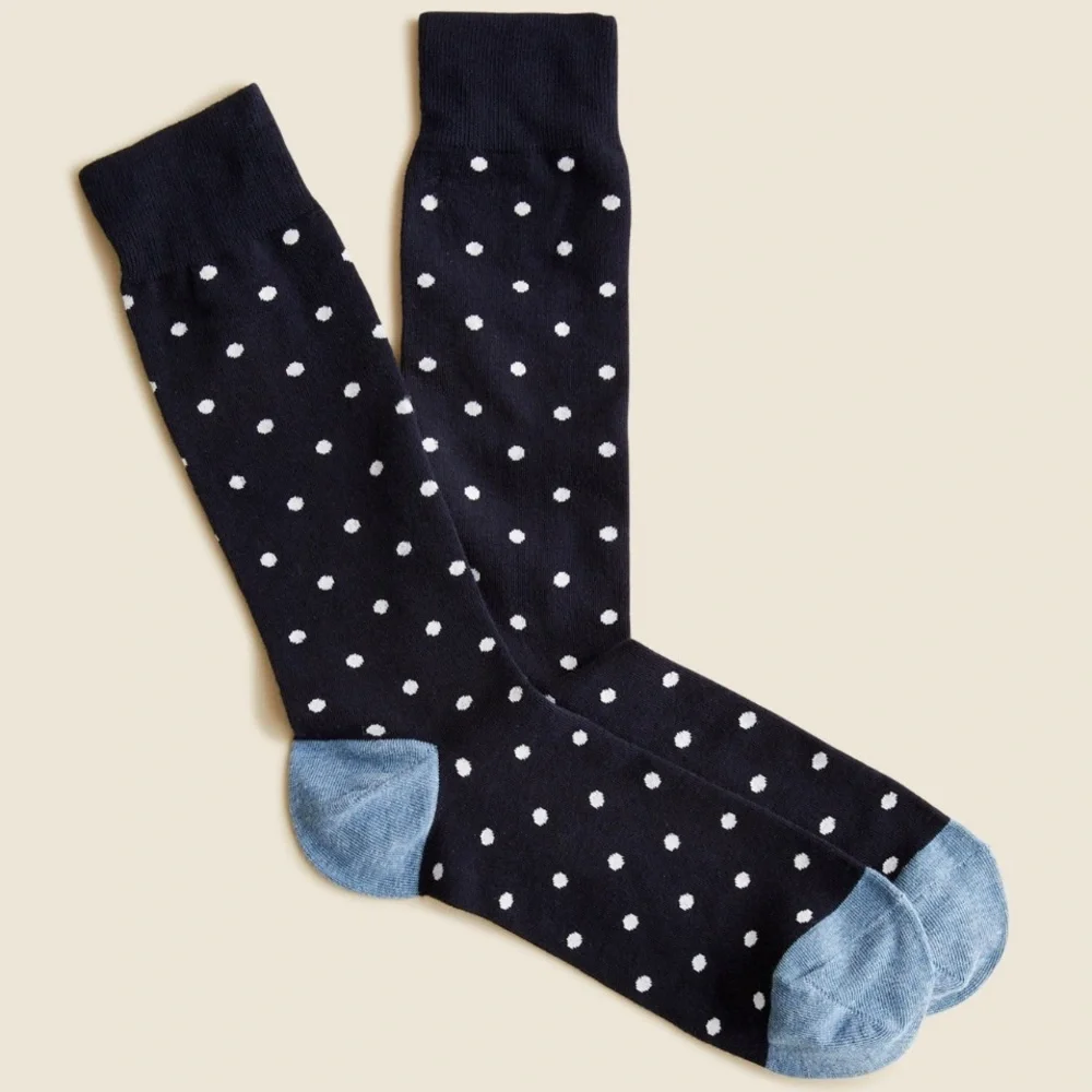 J. CREW Navy White Polka Dot Dress Socks Mens NWT Preppy Classic